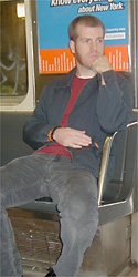 Chris looks bad-ass on the subway